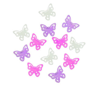 Dřevění motýli 4cm - růžovofialový mix 12ks