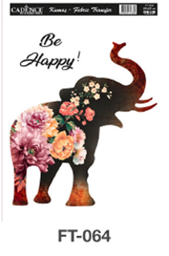 Nažehlovací nálepka Cadence - květinový slon / 25x35 cm