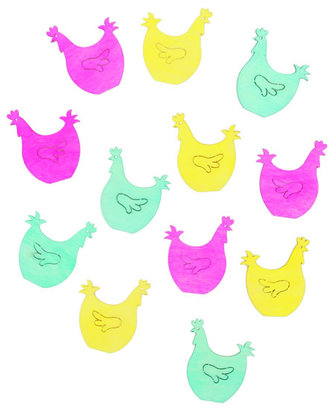 Dřevěné slepičky 4cm - žlutomodré 12ks