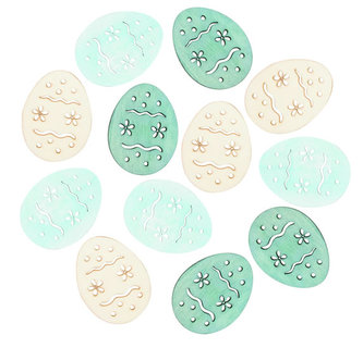 Dřevěná vajíčka 4cm - krémový mix 12ks