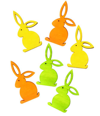 Dřevění zajíčci 6cm - žlutozelení 6ks