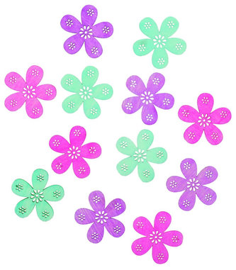 Dřevěné výseky 4cm - květy růžový mix 12ks