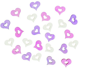 Dřevěná srdíčka 2cm - růžový mix 24ks
