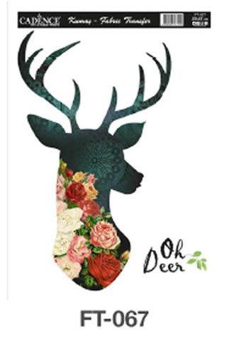 Nažehlovací nálepka Cadence - květinový jelen / 25x35 cm