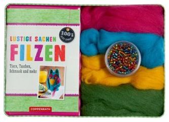 Lustige Sachen filzen, m. Filzwolle in 4 Farben u. 400 Glasperlen