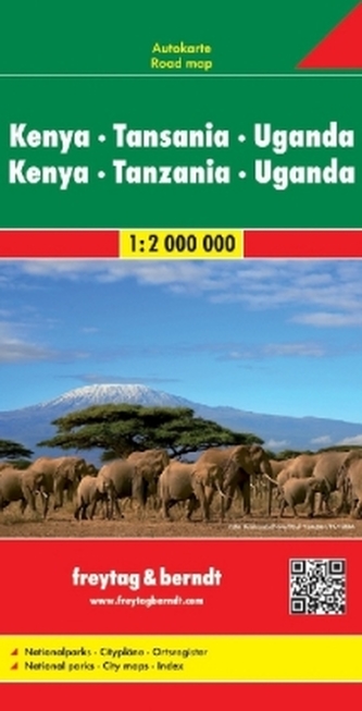 Freytag & Berndt Autokarte Kenya, Tansania, Uganda. Kenia, Tanzania, Uganda