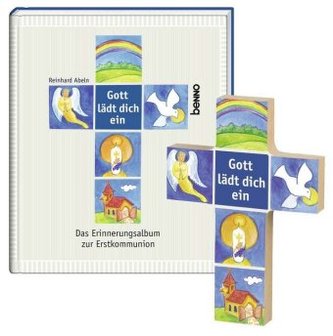 Gott lädt dich ein, m. Schmuckkreuz aus Buchenholz