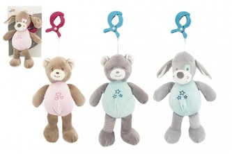 Závěs na postýlku/kočárek s chrastítkem 25 cm 4 druhy na kartě v sáčku 0+