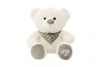 Medvěd/Medvídek sedící se šátkem plyš 35cm v sáčku 0+