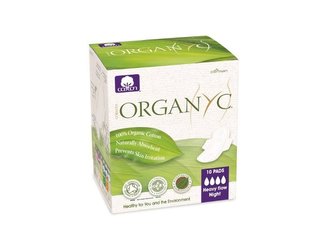 Organyc Noční vložky s křidélky Heavy (10 ks) - 100% z biobavlny, 4 kapičky
