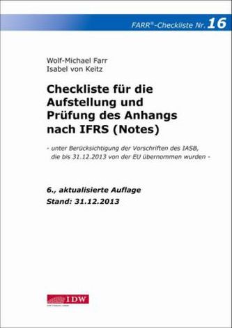 Checkliste für die Aufstellung und Prüfung des Anhangs nach IFRS (Notes)