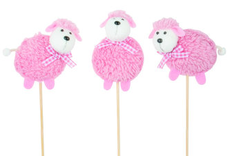 Ovečka plyšová 8cm růžová+ špejle