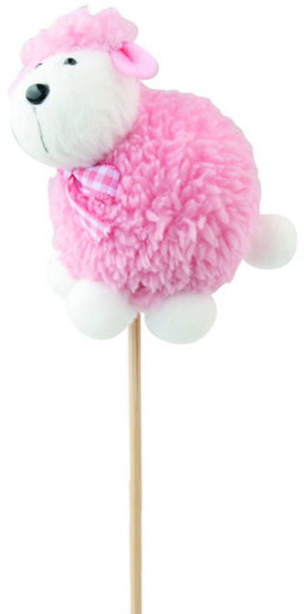 Ovečka plyšová 7cm růžová + špejle