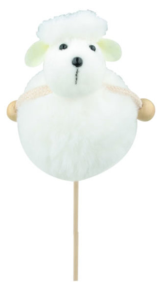 Ovečka plyšová bílá zápich 8cm + špejle