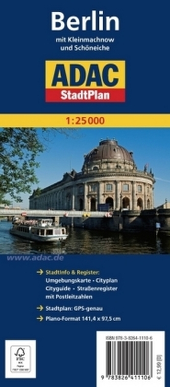 ADAC Stadtplan Plano Berlin mit Kleinmachnow und Schöneiche