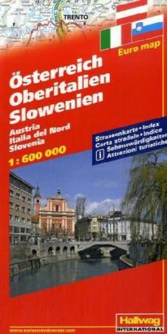 Hallwag Straßenkarte Österreich, Oberitalien, Slowenien. Austria, Italia del Nord, Slovenia. Austria, Upper Italy, Slovenia;  Au