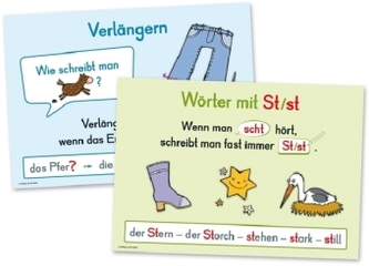 Rechtschreibung - Grundlagen, 12 farbige A3-Poster