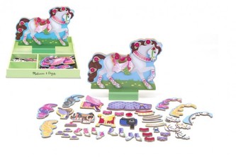 Magnetické oblékání Koník dřevo 55ks v krabiččce 22x30x2,5cm