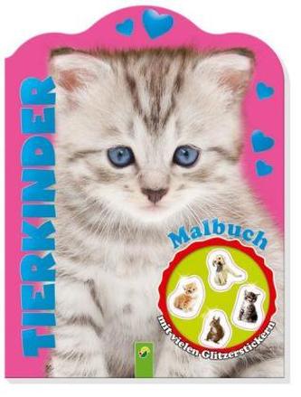 Tierkinder Malbuch mit vielen Glitzerstickern, Katze