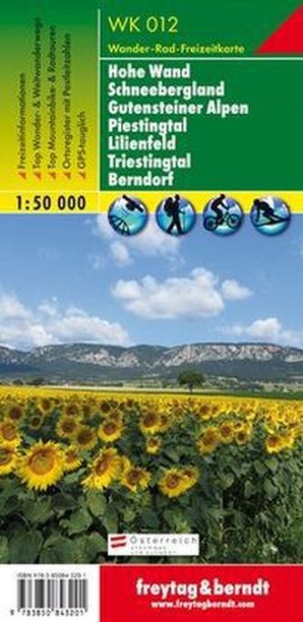 Freytag & Berndt Wander-, Rad- und Freizeitkarte Hohe Wand, Schneebergland, Gutensteiner Alpen, Piestingtal, Lilienfeld, Triesti