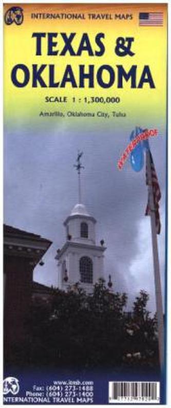 International Travel Map ITM Texas and Oklahoma