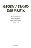 Gegen / Stand der Kritik