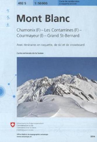 Landeskarte der Schweiz Mont Blanc, carte de randonnées à raquette et à ski