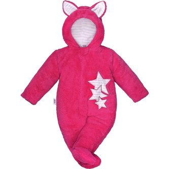 Zimní dětská kombinéza New Baby Ušáček tmavě růžová