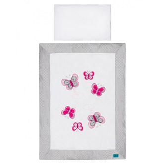 5-dílné ložní povlečení Belisima Motýlek 100/135 šedé