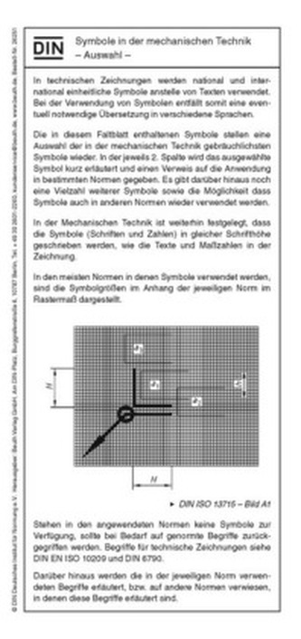 Symbole in der mechanischen Technik, 1 Faltblatt