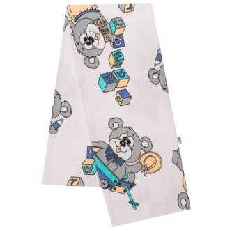 Flanelová plena s potiskem New Baby bílá medvěd s hračkami