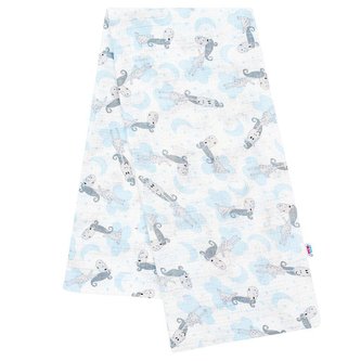 Bavlněná plena s potiskem New Baby bílá s modrou žirafou