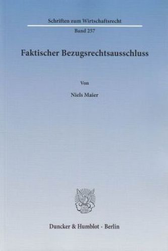 Faktischer Bezugsrechtsausschluss