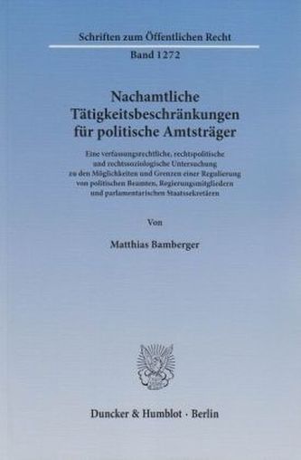 Nachamtliche Tätigkeitsbeschränkungen für politische Amtsträger