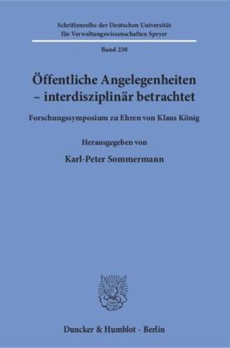 Öffentliche Angelegenheiten - interdisziplinär betrachtet