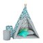 Dětský luxusní stan s výbavou Teepee Akuku tyrkysovo-šedý
