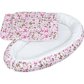 Luxusní hnízdečko s peřinkami pro miminko New Baby růžoví motýli