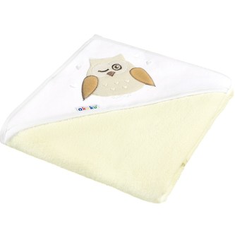 Dětská osuška 80x80  Akuku béžová se sovou