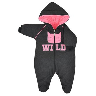 Zimní kojenecký overal Koala Wild šedo růžový - velikost 68 (4-6m)