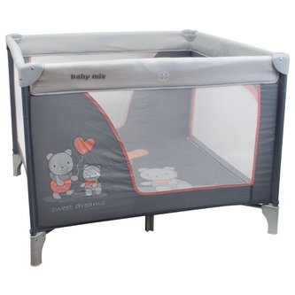 Dětská skládací ohrádka Baby Mix 106x106 medvědi pink-grey