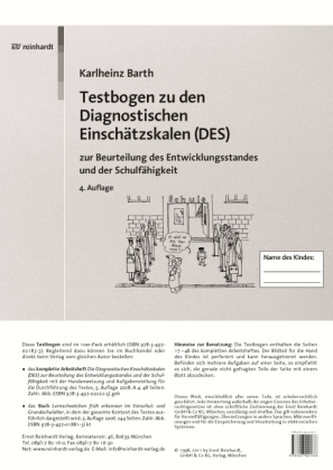 Testbogen zu den Diagnostischen Einschätzskalen (DES) zur Beurteilung des Entwicklungsstandes und der Schulfähigkeit