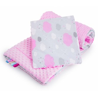 Oboustranný Set z Minky do kočárku New Baby obláček růžový