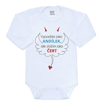 Body s potiskem New Baby Vypadám jako ANDÍLEK, ale zlobím jako ČERT - velikost 80 (9-12m)