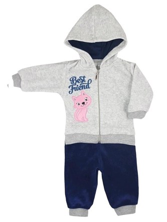 2-dílná semišková kojenecká souprava Koala Best Friend holka tmavě modrá - velikost 68 (4-6m)