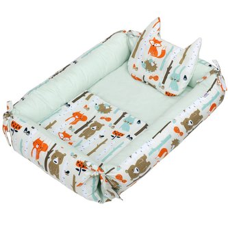 Multifunkční hnízdečko s polštářkem a peřinkou New Baby zvířátka v lese