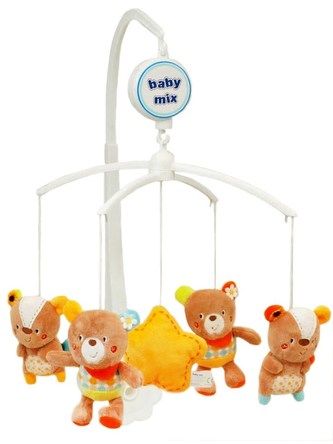 Kolotoč nad postýlku Baby Mix medvídci s kytičkou na oušku