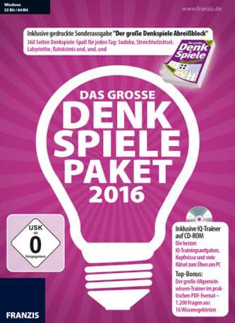 Das große Denkspielepaket 2016, CD-ROM und Abreißblock