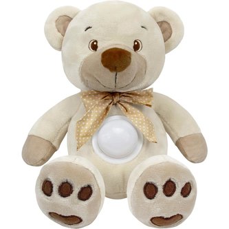 Plyšový usínáček medvídek s projektorem Baby Mix krémový