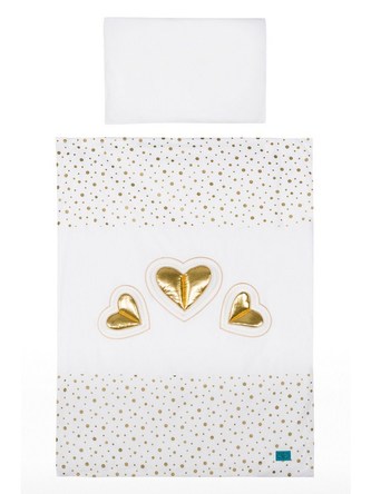 3-dílné ložní povlečení Belisima Tři srdce 90/120 bílo-zlaté