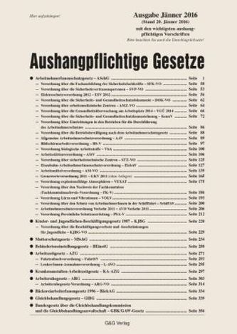 Aushangpflichtige Gesetze 2016 (f. Österreich)